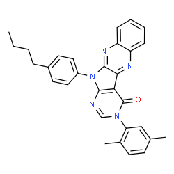 ChemSpider 2D Image | 11-(4-Butylphenyl)-3-(2,5-dimethylphenyl)-3,11-dihydro-4H-pyrimido[5',4':4,5]pyrrolo[2,3-b]quinoxalin-4-one | C30H27N5O