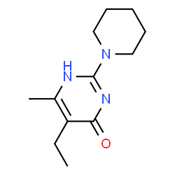 ChemSpider 2D Image | 4-pyrimidinol, 5-ethyl-6-methyl-2-(1-piperidinyl)- | C12H19N3O