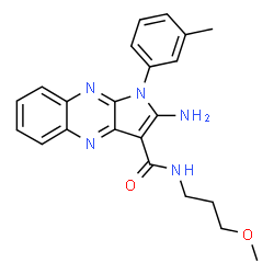 ChemSpider 2D Image | 2-Amino-N-(3-methoxypropyl)-1-(3-methylphenyl)-1H-pyrrolo[2,3-b]quinoxaline-3-carboxamide | C22H23N5O2
