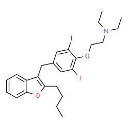 ChemSpider 2D Image | 2-[4-[(2-Butyl-3-benzofuranyl)methyl]-2,6-diiodophenoxy]-N,N-diethylethanamine | C25H31I2NO2