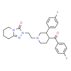 ChemSpider 2D Image | 2-{2-[4-(4-Fluorobenzoyl)-3-(4-fluorophenyl)-1-piperidinyl]ethyl}-5,6,7,8-tetrahydro[1,2,4]triazolo[4,3-a]pyridin-3(2H)-one | C26H28F2N4O2