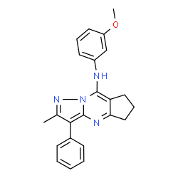 ChemSpider 2D Image | N-(3-Methoxyphenyl)-2-methyl-3-phenyl-6,7-dihydro-5H-cyclopenta[d]pyrazolo[1,5-a]pyrimidin-8-amine | C23H22N4O