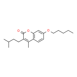 ChemSpider 2D Image | 4-Methyl-3-(3-methylbutyl)-7-(pentyloxy)-2H-chromen-2-one | C20H28O3