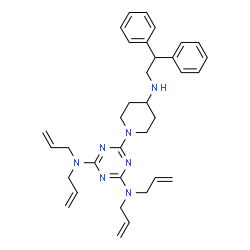 ChemSpider 2D Image | N,N,N',N'-Tetraallyl-6-{4-[(2,2-diphenylethyl)amino]-1-piperidinyl}-1,3,5-triazine-2,4-diamine | C34H43N7