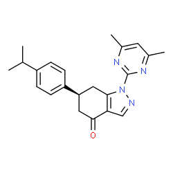 ChemSpider 2D Image | (6S)-1-(4,6-Dimethyl-2-pyrimidinyl)-6-(4-isopropylphenyl)-1,5,6,7-tetrahydro-4H-indazol-4-one | C22H24N4O