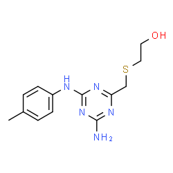 ChemSpider 2D Image | 2-[({4-Amino-6-[(4-methylphenyl)amino]-1,3,5-triazin-2-yl}methyl)sulfanyl]ethanol | C13H17N5OS