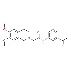 ChemSpider 2D Image | N-(3-Acetylphenyl)-2-(6,7-dimethoxy-3,4-dihydro-2(1H)-isoquinolinyl)acetamide | C21H24N2O4