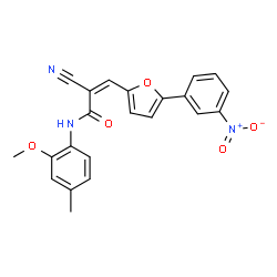ChemSpider 2D Image | (2Z)-2-Cyano-N-(2-methoxy-4-methylphenyl)-3-[5-(3-nitrophenyl)-2-furyl]acrylamide | C22H17N3O5