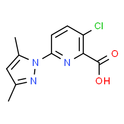 ChemSpider 2D Image | 3-Chloro-6-(3,5-dimethyl-1H-pyrazol-1-yl)-2-pyridinecarboxylic acid | C11H10ClN3O2