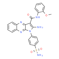 ChemSpider 2D Image | 2-Amino-N-(2-methoxyphenyl)-1-(4-sulfamoylphenyl)-1H-pyrrolo[2,3-b]quinoxaline-3-carboxamide | C24H20N6O4S
