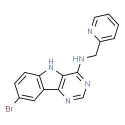 ChemSpider 2D Image | 8-Bromo-N-(2-pyridinylmethyl)-5H-pyrimido[5,4-b]indol-4-amine | C16H12BrN5