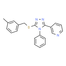 ChemSpider 2D Image | 3-{5-[(3-Methylbenzyl)sulfanyl]-4-phenyl-4H-1,2,4-triazol-3-yl}pyridine | C21H18N4S