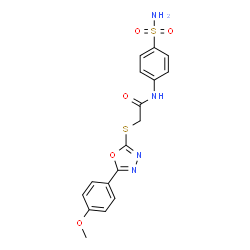 ChemSpider 2D Image | 2-{[5-(4-Methoxyphenyl)-1,3,4-oxadiazol-2-yl]sulfanyl}-N-(4-sulfamoylphenyl)acetamide | C17H16N4O5S2