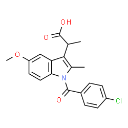 ChemSpider 2D Image | 2-[1-(4-Chlorobenzoyl)-5-methoxy-2-methyl-1H-indol-3-yl]propanoic acid | C20H18ClNO4