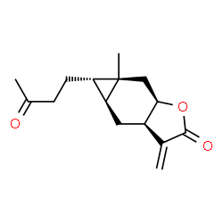ChemSpider 2D Image | (3aR,4aS,5S,5aR,6aR)-5a-Methyl-3-methylene-5-(3-oxobutyl)octahydro-2H-cyclopropa[f][1]benzofuran-2-one | C15H20O3