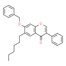 ChemSpider 2D Image | 7-(Benzyloxy)-6-hexyl-3-phenyl-4H-chromen-4-one | C28H28O3