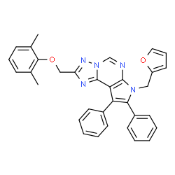 ChemSpider 2D Image | 2-[(2,6-Dimethylphenoxy)methyl]-7-(2-furylmethyl)-8,9-diphenyl-7H-pyrrolo[3,2-e][1,2,4]triazolo[1,5-c]pyrimidine | C33H27N5O2