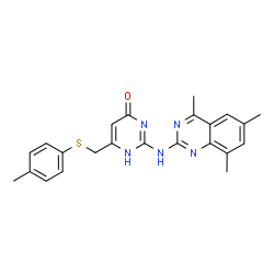ChemSpider 2D Image | 4-pyrimidinol, 6-[[(4-methylphenyl)thio]methyl]-2-[(4,6,8-trimethyl-2-quinazolinyl)amino]- | C23H23N5OS