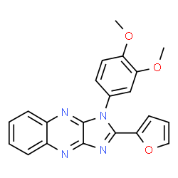ChemSpider 2D Image | 1-(3,4-Dimethoxyphenyl)-2-(2-furyl)-1H-imidazo[4,5-b]quinoxaline | C21H16N4O3