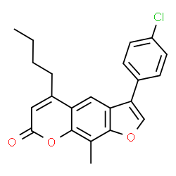ChemSpider 2D Image | 5-Butyl-3-(4-chlorophenyl)-9-methyl-7H-furo[3,2-g]chromen-7-one | C22H19ClO3