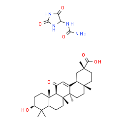 ChemSpider 2D Image | (3beta,5xi,18alpha)-3-Hydroxy-11-oxoolean-12-en-29-oic acid - 1-(2,5-dioxo-4-imidazolidinyl)urea (1:1) | C34H52N4O7