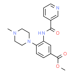 ChemSpider 2D Image | Methyl 4-(4-methyl-1-piperazinyl)-3-[(3-pyridinylcarbonyl)amino]benzoate | C19H22N4O3