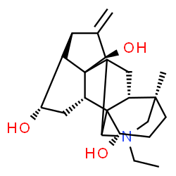 ChemSpider 2D Image | (2R,4S,5R,7R,13R,16S,17R)-11-Ethyl-13-methyl-6-methylene-11-azahexacyclo[7.7.2.1~5,8~.0~1,10~.0~2,8~.0~13,17~]nonadecane-4,7,16-triol | C22H33NO3