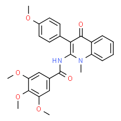 ChemSpider 2D Image | 3,4,5-Trimethoxy-N-[3-(4-methoxyphenyl)-1-methyl-4-oxo-1,4-dihydro-2-quinolinyl]benzamide | C27H26N2O6
