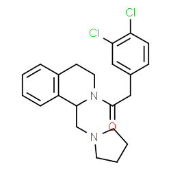 ChemSpider 2D Image | 2-(3,4-Dichlorophenyl)-1-[1-(1-pyrrolidinylmethyl)-3,4-dihydro-2(1H)-isoquinolinyl]ethanone | C22H24Cl2N2O