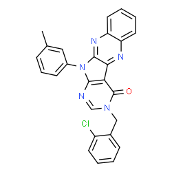 ChemSpider 2D Image | 3-(2-Chlorobenzyl)-11-(3-methylphenyl)-3,11-dihydro-4H-pyrimido[5',4':4,5]pyrrolo[2,3-b]quinoxalin-4-one | C26H18ClN5O