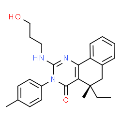 ChemSpider 2D Image | (5S)-5-Ethyl-2-[(3-hydroxypropyl)amino]-5-methyl-3-(4-methylphenyl)-5,6-dihydrobenzo[h]quinazolin-4(3H)-one | C25H29N3O2