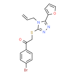 ChemSpider 2D Image | 2-{[4-Allyl-5-(2-furyl)-4H-1,2,4-triazol-3-yl]sulfanyl}-1-(4-bromophenyl)ethanone | C17H14BrN3O2S