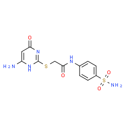 ChemSpider 2D Image | acetamide, 2-[(4-amino-6-hydroxy-2-pyrimidinyl)thio]-N-[4-(aminosulfonyl)phenyl]- | C12H13N5O4S2