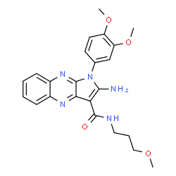 ChemSpider 2D Image | 2-Amino-1-(3,4-dimethoxyphenyl)-N-(3-methoxypropyl)-1H-pyrrolo[2,3-b]quinoxaline-3-carboxamide | C23H25N5O4