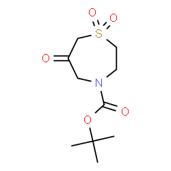 ChemSpider 2D Image | 2-Methyl-2-propanyl 6-oxo-1,4-thiazepane-4-carboxylate 1,1-dioxide | C10H17NO5S