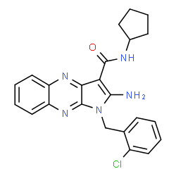 ChemSpider 2D Image | 2-Amino-1-(2-chlorobenzyl)-N-cyclopentyl-1H-pyrrolo[2,3-b]quinoxaline-3-carboxamide | C23H22ClN5O