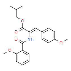 ChemSpider 2D Image | Isobutyl (2Z)-2-[(2-methoxybenzoyl)amino]-3-(4-methoxyphenyl)acrylate | C22H25NO5
