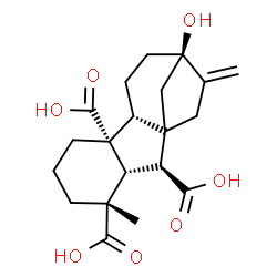 ChemSpider 2D Image | (1alpha,4aalpha,4bbeta,7beta,10beta)-7-Hydroxy-1-methyl-8-methylenegibbane-1,4a,10-tricarboxylic acid | C20H26O7