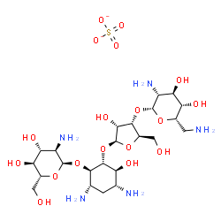 ChemSpider 2D Image | (2R,3S,4R,5R,6S)-5-amino-6-[(1R,2R,3S,4R,6S)-4,6-diamino-2-[(2S,3R,4S,5R)-4-[(2R,3R,4R,5S,6S)-3-amino-6-(aminomethyl)-4,5-dihydroxy-tetrahydropyran-2-yl]oxy-3-hydroxy-5-(hydroxymethyl)tetrahydrofuran-2-yl]oxy-3-hydroxy-cyclohexoxy]-2-(hydroxymethyl)tetrahydropyran-3,4-diol sulfate | C23H45N5O18S