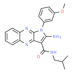ChemSpider 2D Image | 2-Amino-N-isobutyl-1-(3-methoxyphenyl)-1H-pyrrolo[2,3-b]quinoxaline-3-carboxamide | C22H23N5O2
