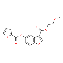 ChemSpider 2D Image | 2-Methoxyethyl 5-(2-furoyloxy)-2-methyl-1-benzofuran-3-carboxylate | C18H16O7