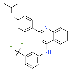 ChemSpider 2D Image | 2-(4-Isopropoxyphenyl)-N-[3-(trifluoromethyl)phenyl]-4-quinazolinamine | C24H20F3N3O