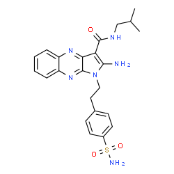 ChemSpider 2D Image | 2-Amino-N-isobutyl-1-[2-(4-sulfamoylphenyl)ethyl]-1H-pyrrolo[2,3-b]quinoxaline-3-carboxamide | C23H26N6O3S