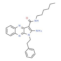 ChemSpider 2D Image | 2-Amino-N-hexyl-1-(2-phenylethyl)-1H-pyrrolo[2,3-b]quinoxaline-3-carboxamide | C25H29N5O