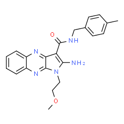 ChemSpider 2D Image | 2-Amino-1-(2-methoxyethyl)-N-(4-methylbenzyl)-1H-pyrrolo[2,3-b]quinoxaline-3-carboxamide | C22H23N5O2