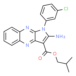 ChemSpider 2D Image | Isobutyl 2-amino-1-(3-chlorophenyl)-1H-pyrrolo[2,3-b]quinoxaline-3-carboxylate | C21H19ClN4O2