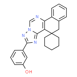ChemSpider 2D Image | 3-(5H-Spiro[benzo[h][1,2,4]triazolo[1,5-c]quinazoline-4,1'-cyclohexan]-2-yl)phenol | C24H22N4O