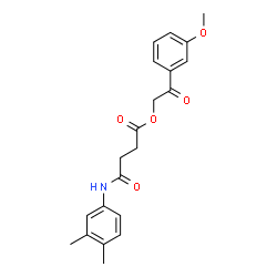 ChemSpider 2D Image | 2-(3-methoxyphenyl)-2-oxoethyl 3-[(3,4-dimethylphenyl)carbamoyl]propanoate | C21H23NO5