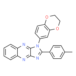 ChemSpider 2D Image | 1-(2,3-Dihydro-1,4-benzodioxin-6-yl)-2-(4-methylphenyl)-1H-imidazo[4,5-b]quinoxaline | C24H18N4O2
