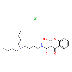 ChemSpider 2D Image | N,N-Dibutyl-4-{[(2-hydroxy-8-methyl-4-oxo-4H-chromen-3-yl)carbonyl]amino}-1-butanaminium chloride | C23H35ClN2O4